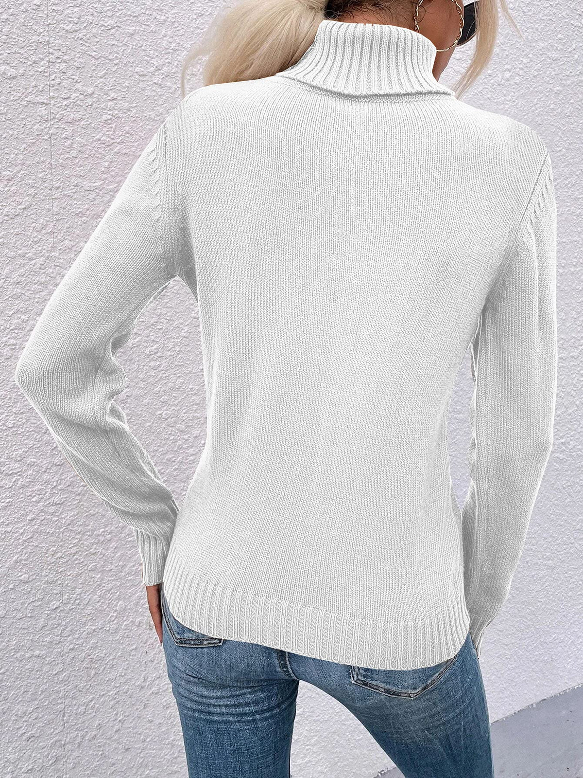 usvara Women Turtleneck Cable Knit Sweater