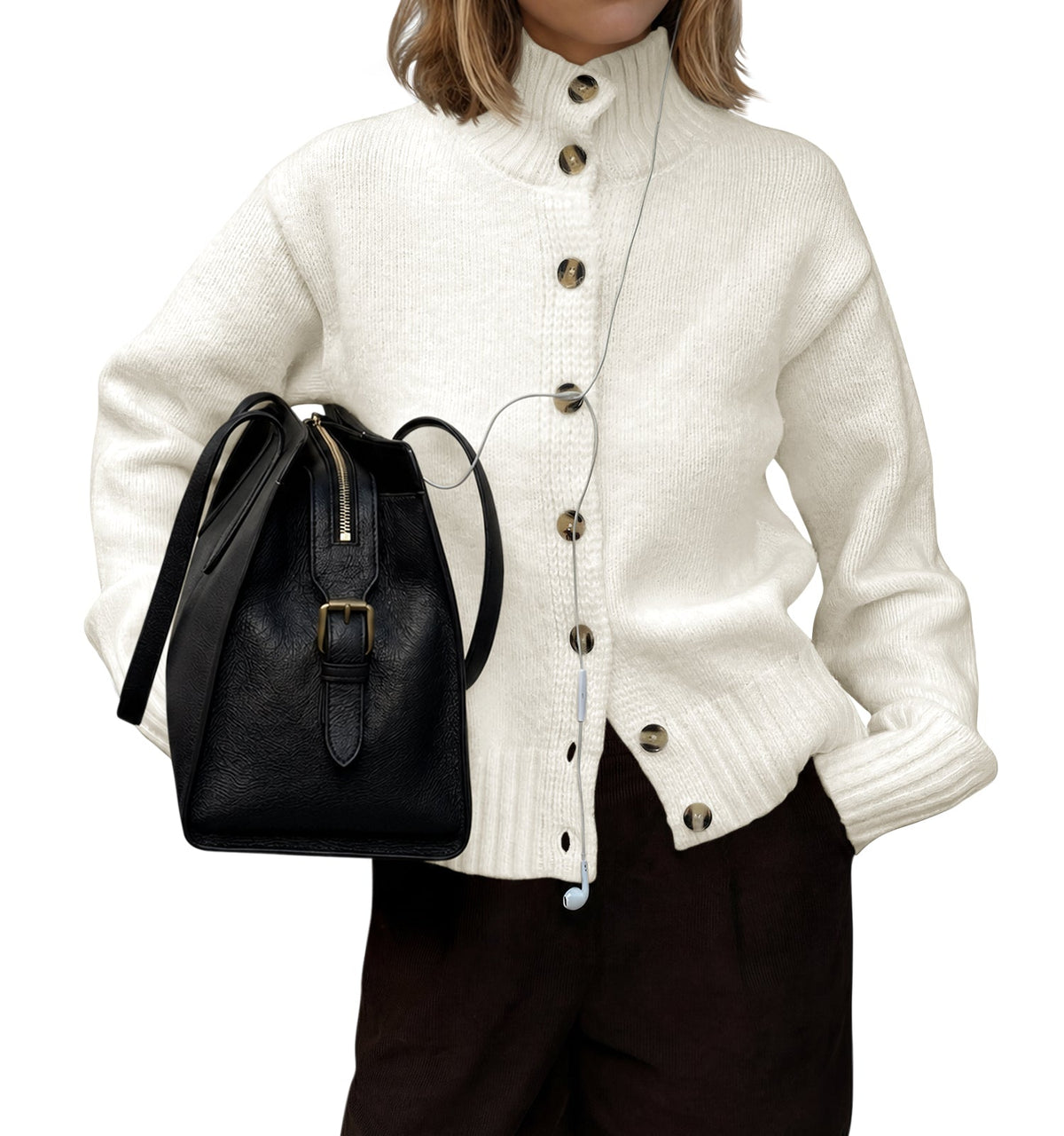 usvara Womens Mock Neck Button Up Cardigans