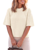 usvara Womens Short Sleeve Cropped Sweater