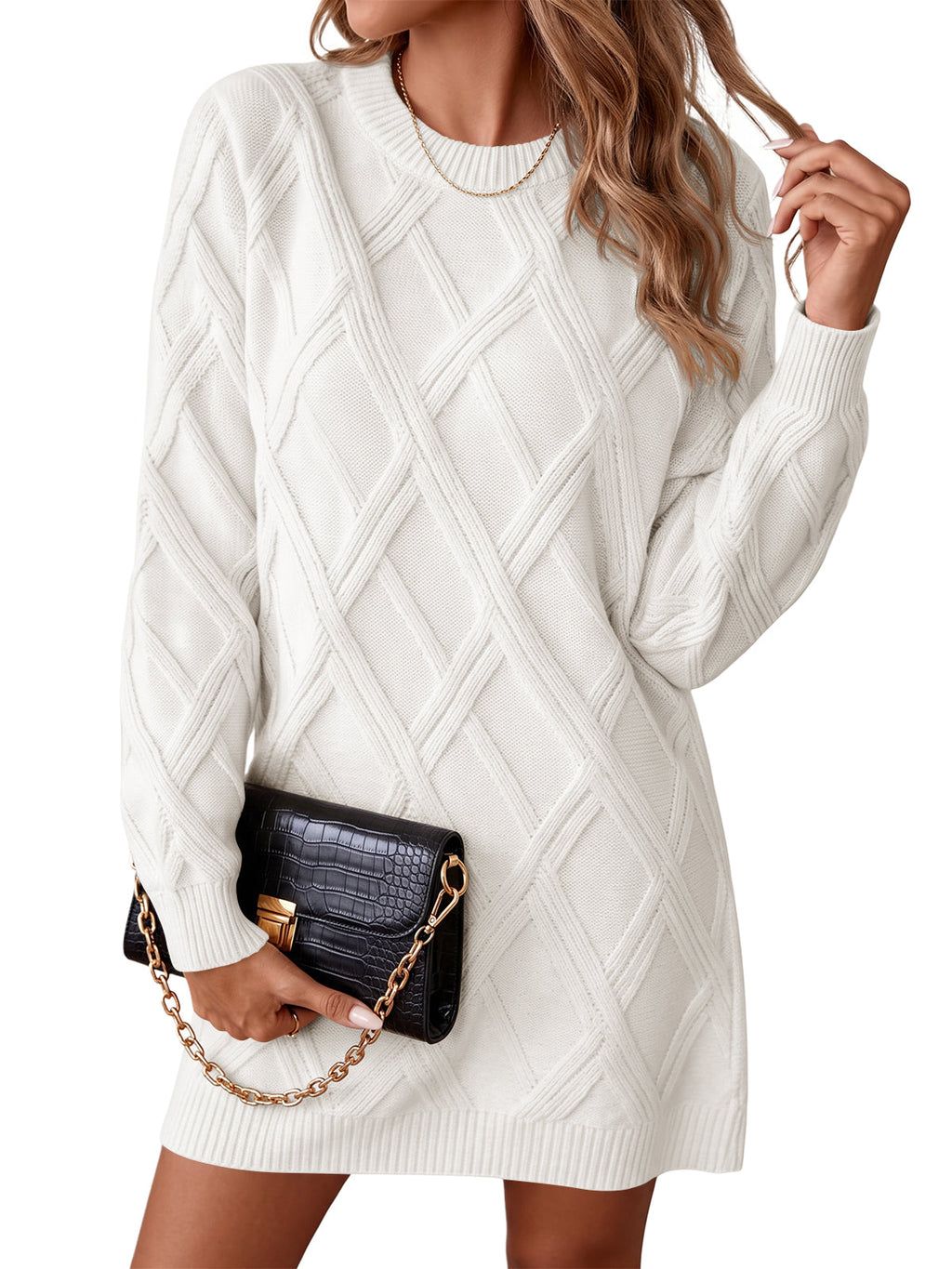 usvara Womens Cable Knit Fitted Mini Dress