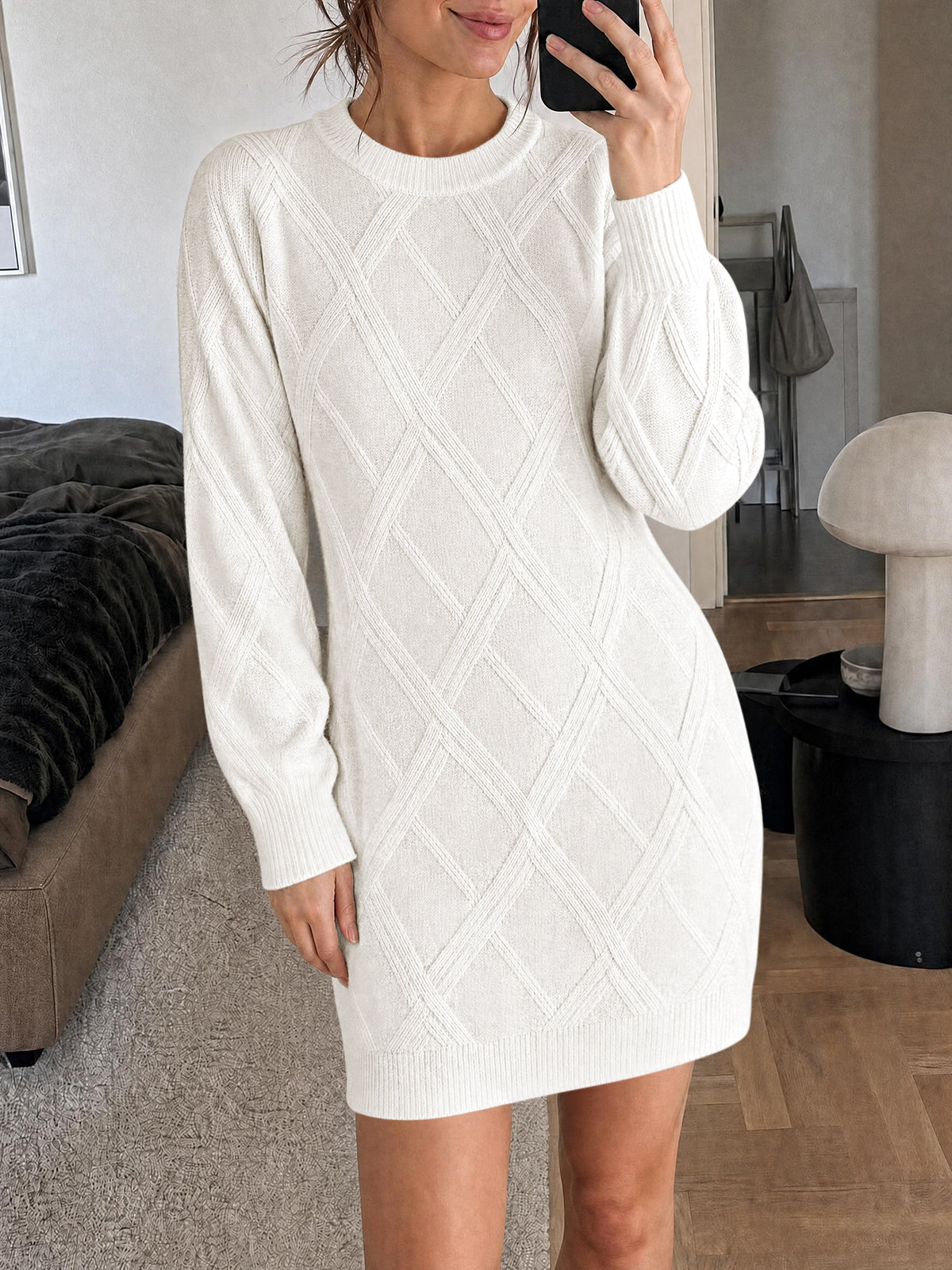 usvara Womens Cable Knit Fitted Mini Dress