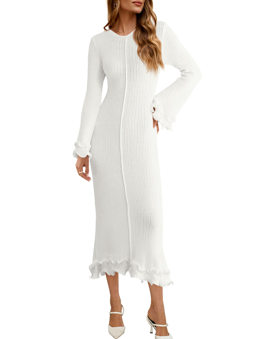 usvara Womens Bell Sleeve Bodycon Dress