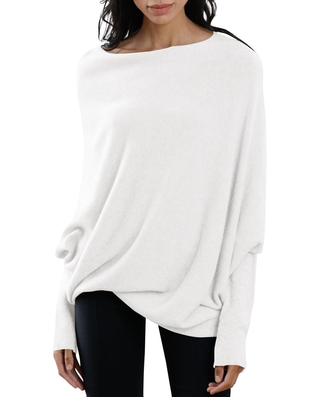 usvara Womens Boat Neck Oversized Knit Sweater
