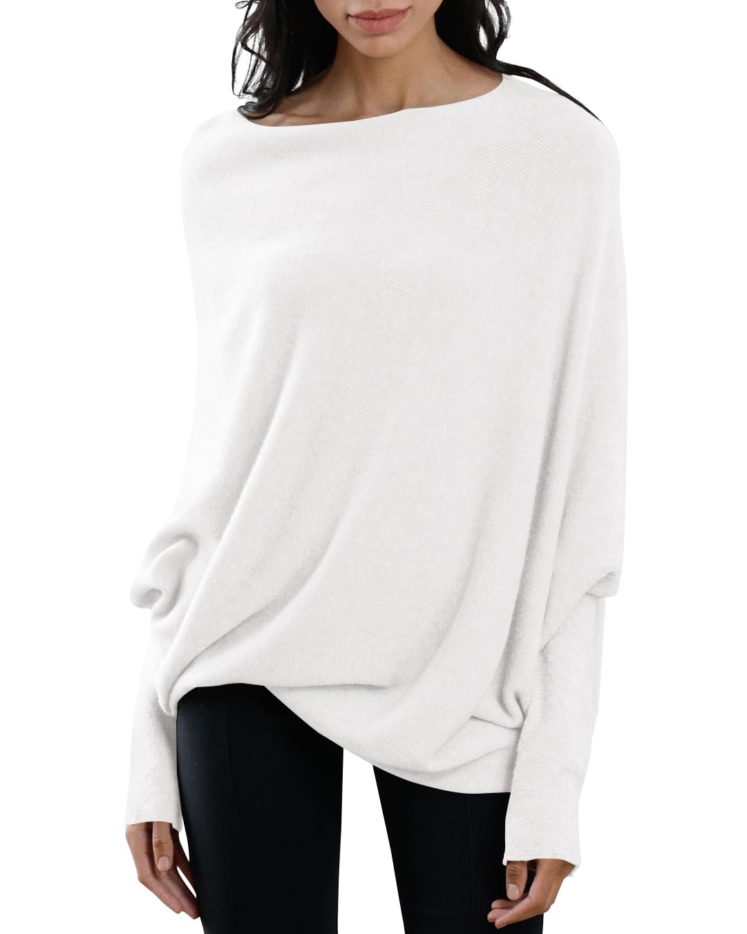 usvara Womens Boat Neck Oversized Knit Sweater