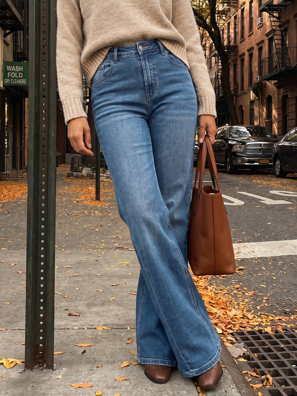 usvara Women High Waisted Flare Jeans