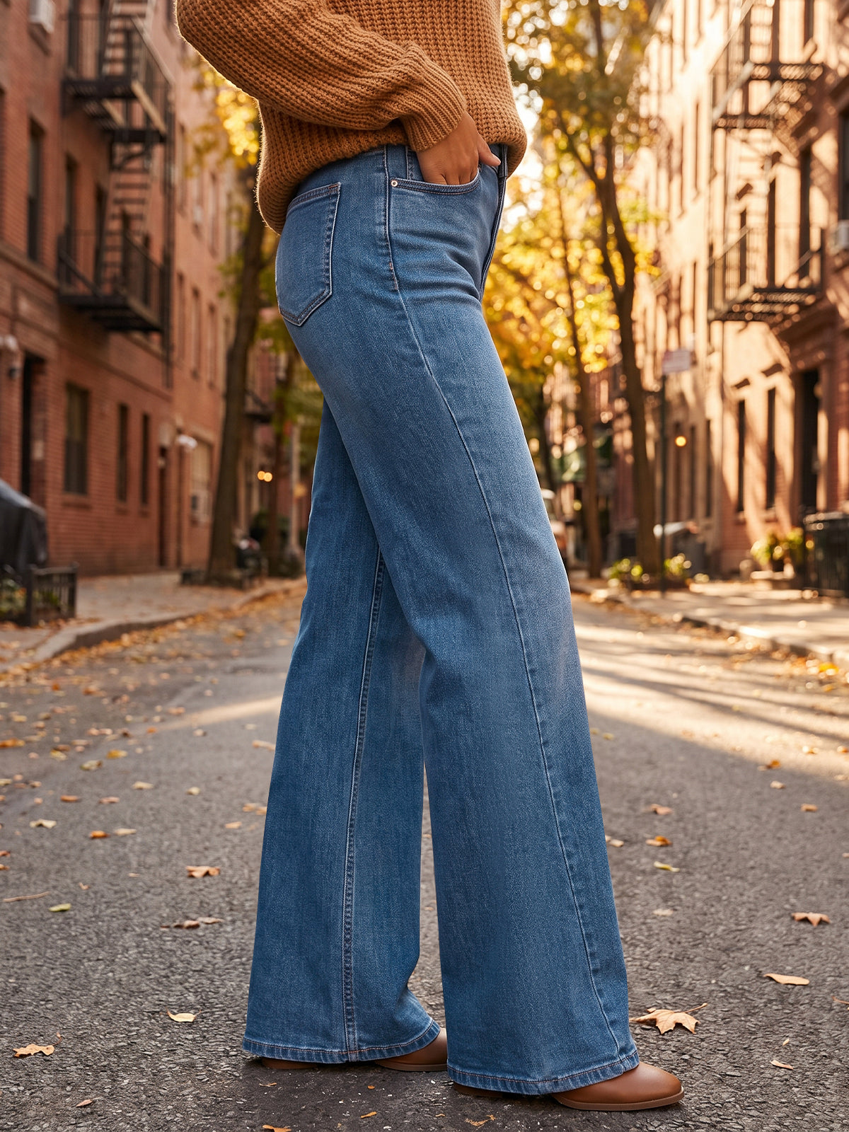 usvara Women High Waisted Flare Jeans