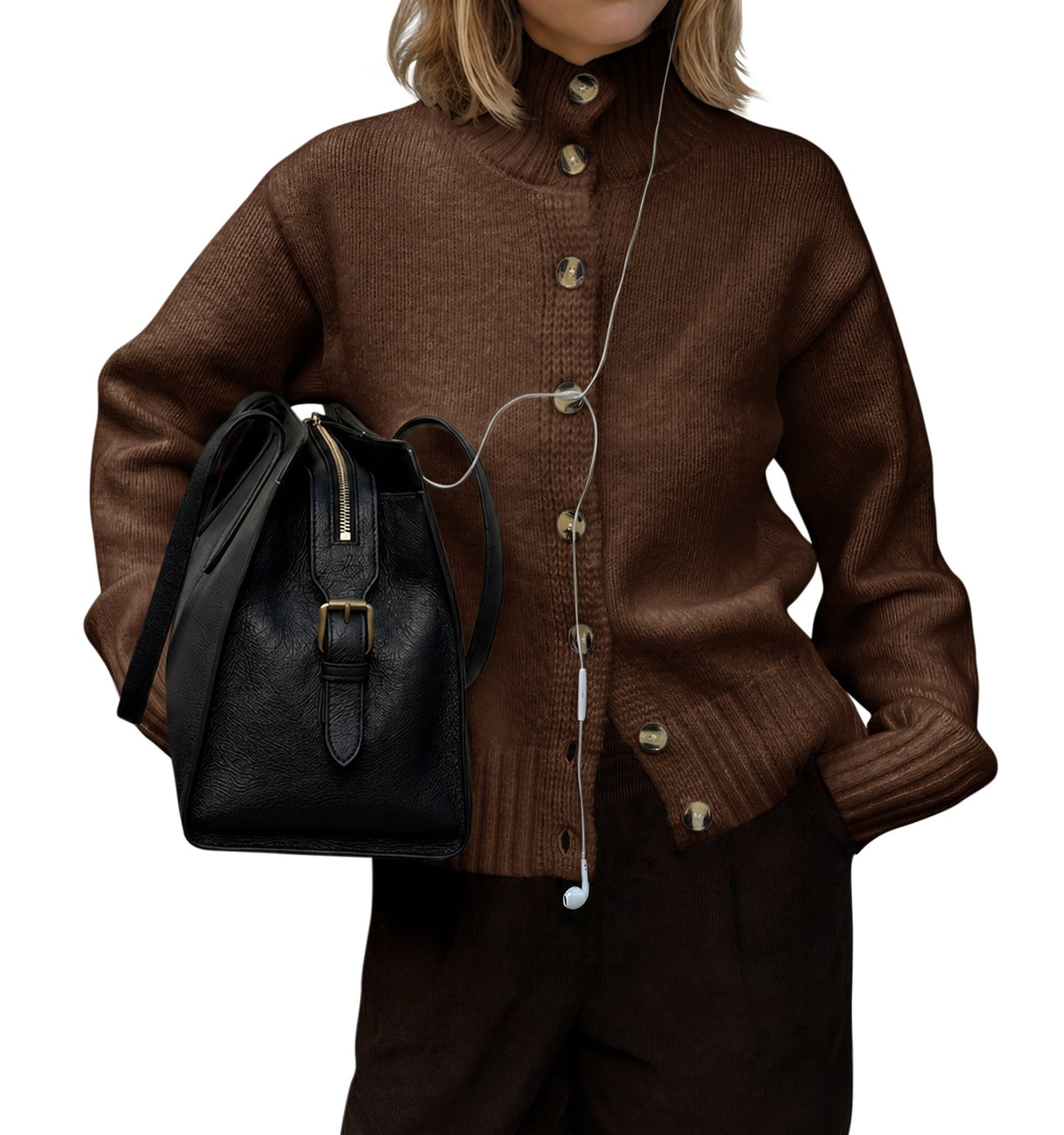 usvara Womens Mock Neck Button Up Cardigans