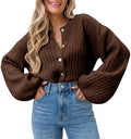 usvara Womens Lantern Sleeve Button Down Cardigan