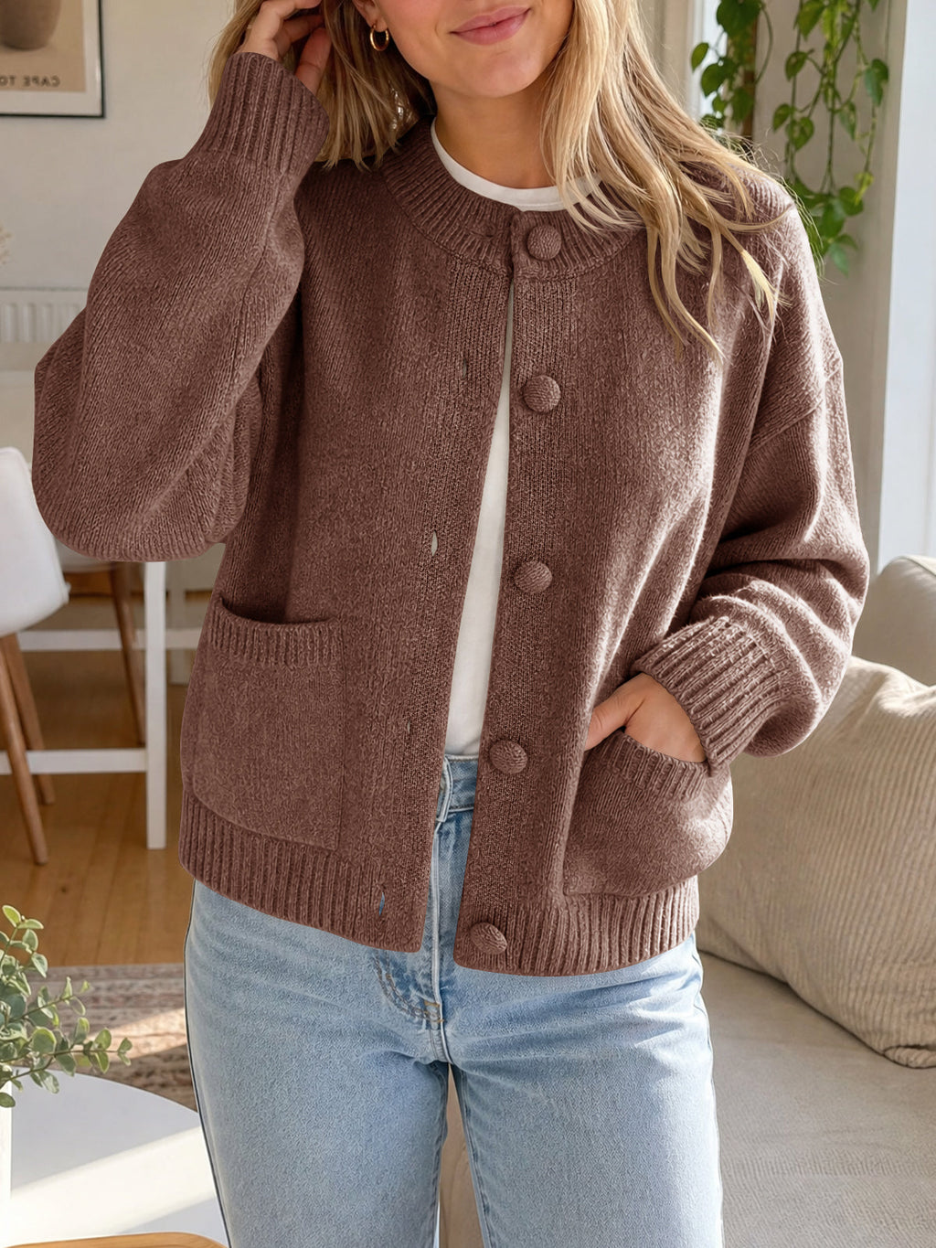 usvara Womens Casual Knit Button Up Cardigans
