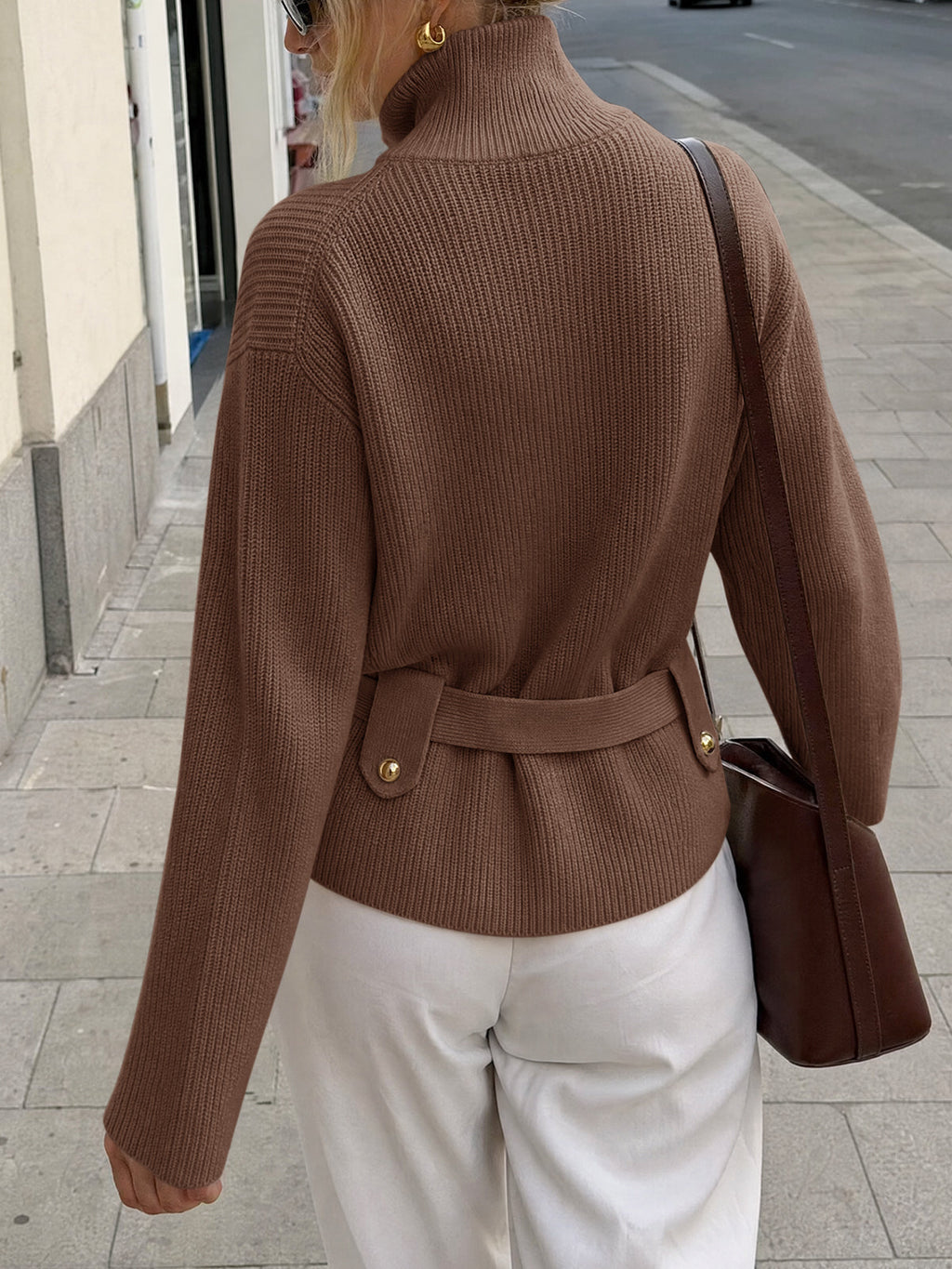 usvara Womens Zip Up Stand Collar Sweater