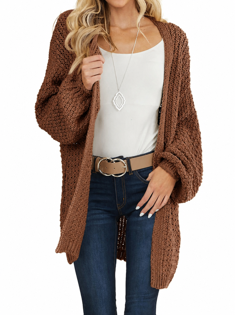 usvara Womens Oversized Open Front Knit Cardigan