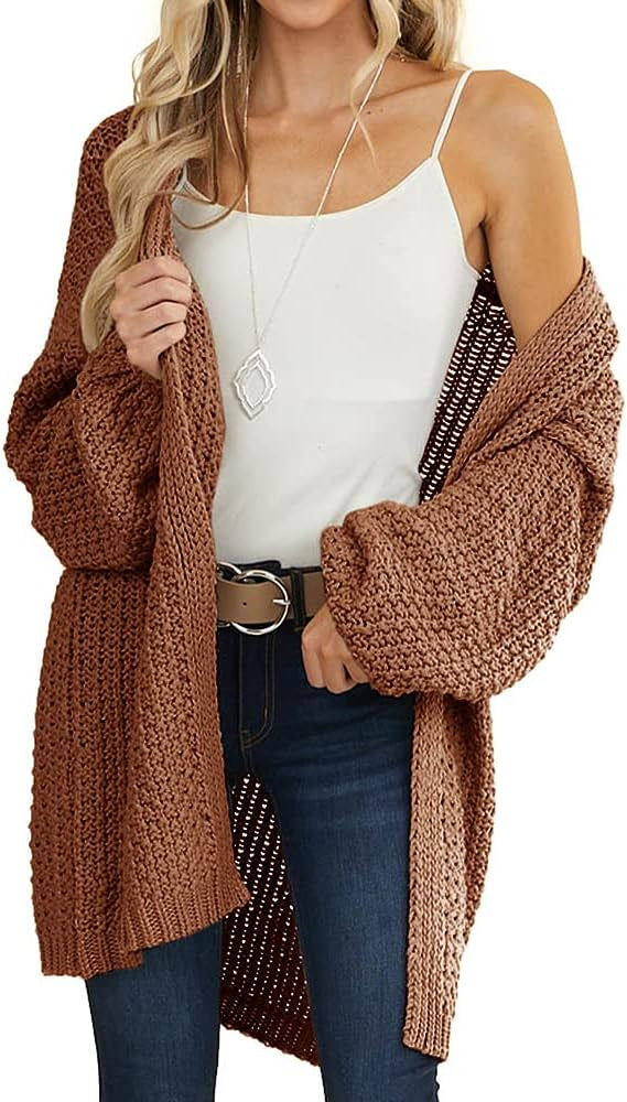 usvara Womens Oversized Open Front Knit Cardigan