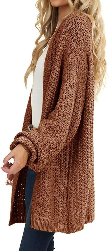 usvara Womens Oversized Open Front Knit Cardigan