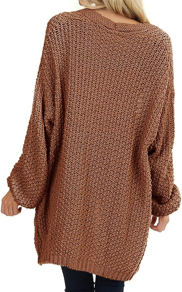usvara Womens Oversized Open Front Knit Cardigan