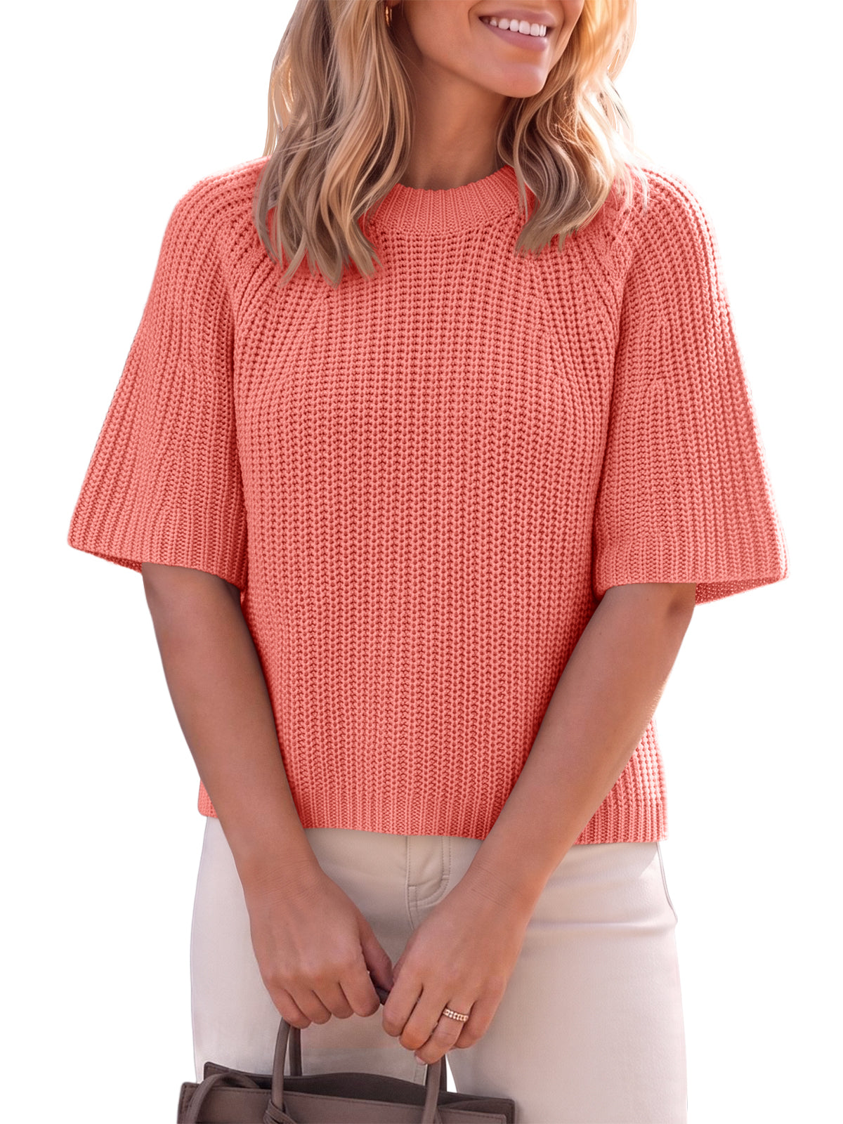 usvara Womens Short Sleeve Cropped Sweater
