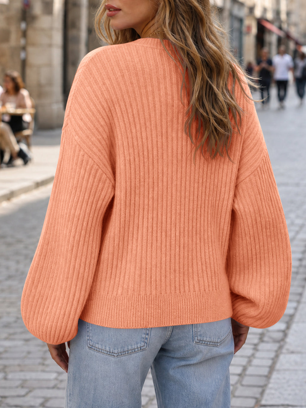 usvara Womens Lantern Sleeve Button Down Cardigan