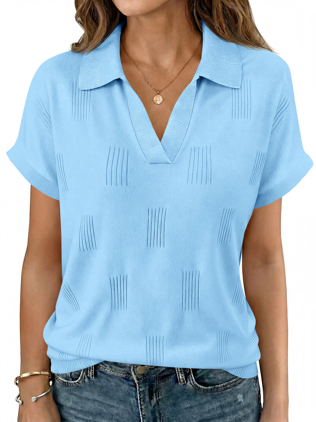 usvara Womens Cap Sleeve V Neck Shirt
