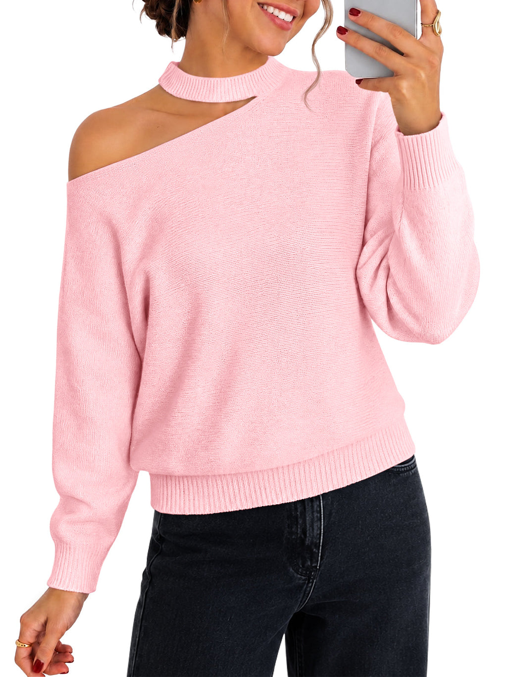 usvara Womens Off Shoulder Halter Sweater
