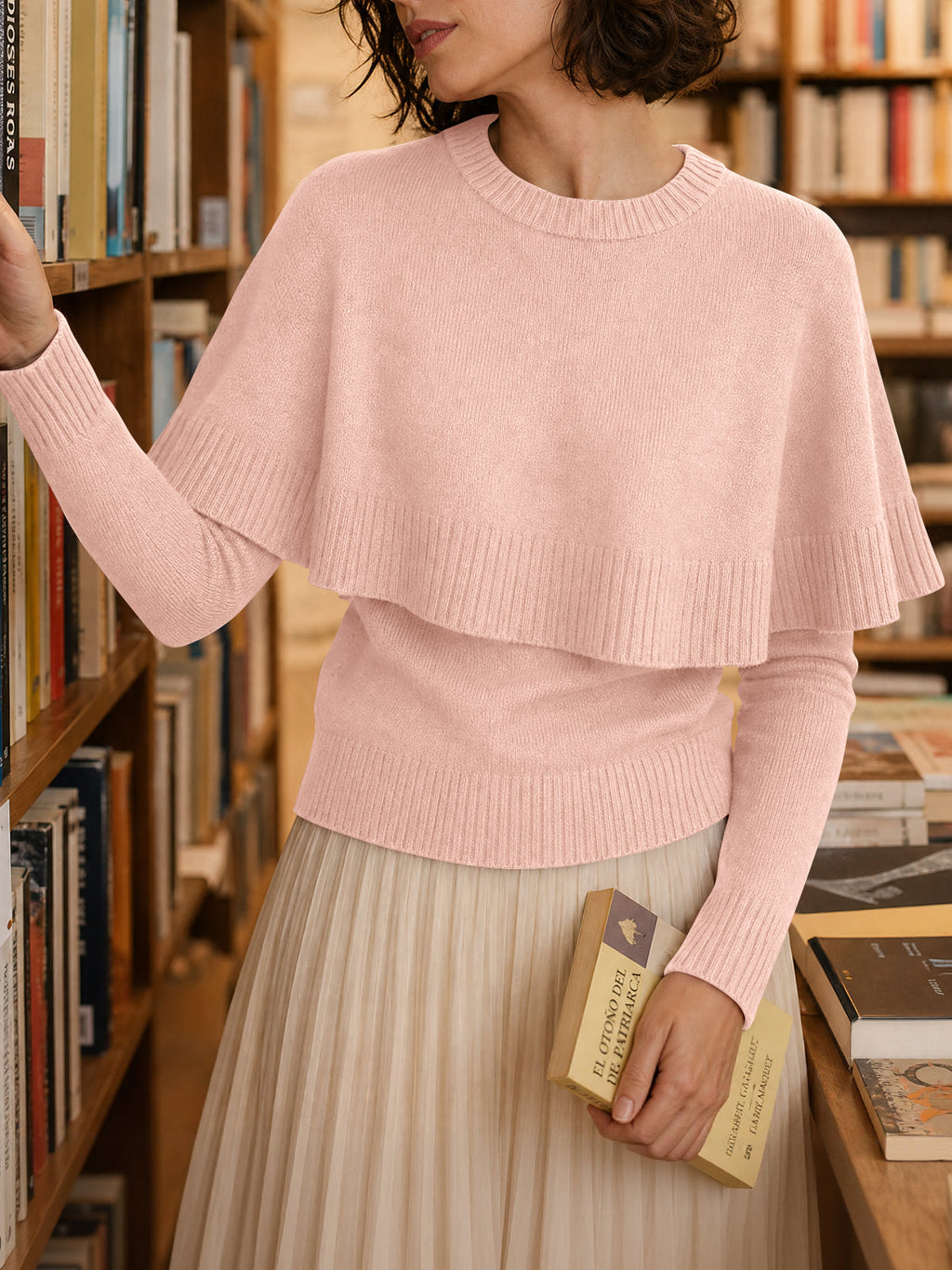 usvara Womens Poncho Ribbed Knit Sweater
