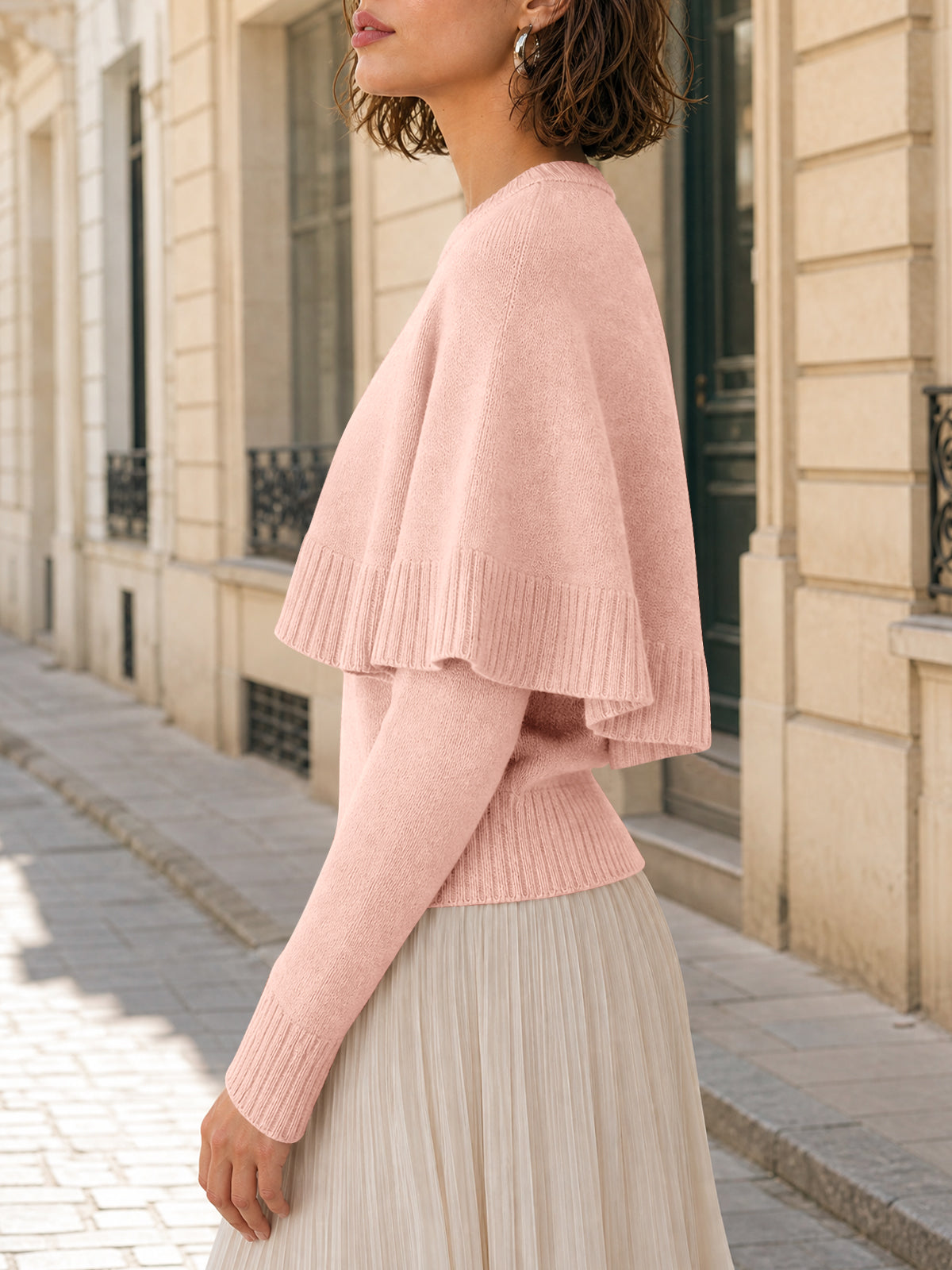 usvara Womens Poncho Ribbed Knit Sweater