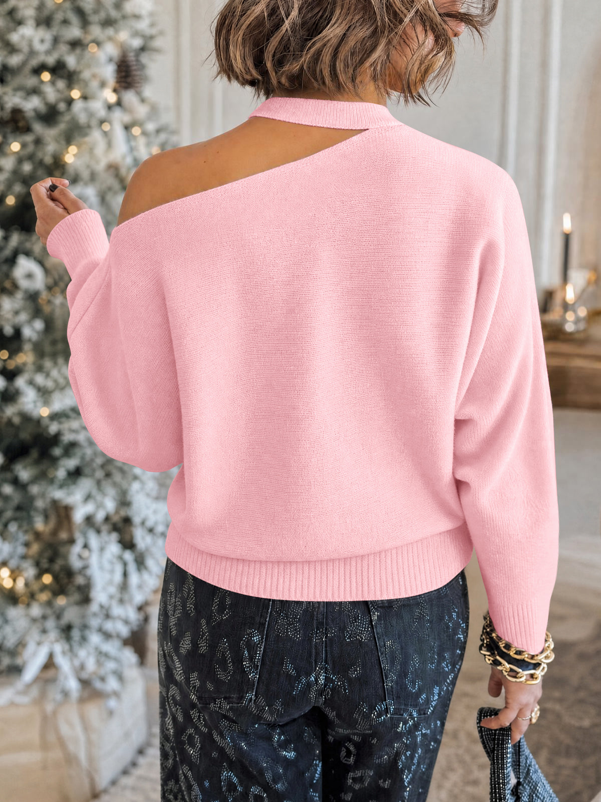 usvara Womens Off Shoulder Halter Sweater
