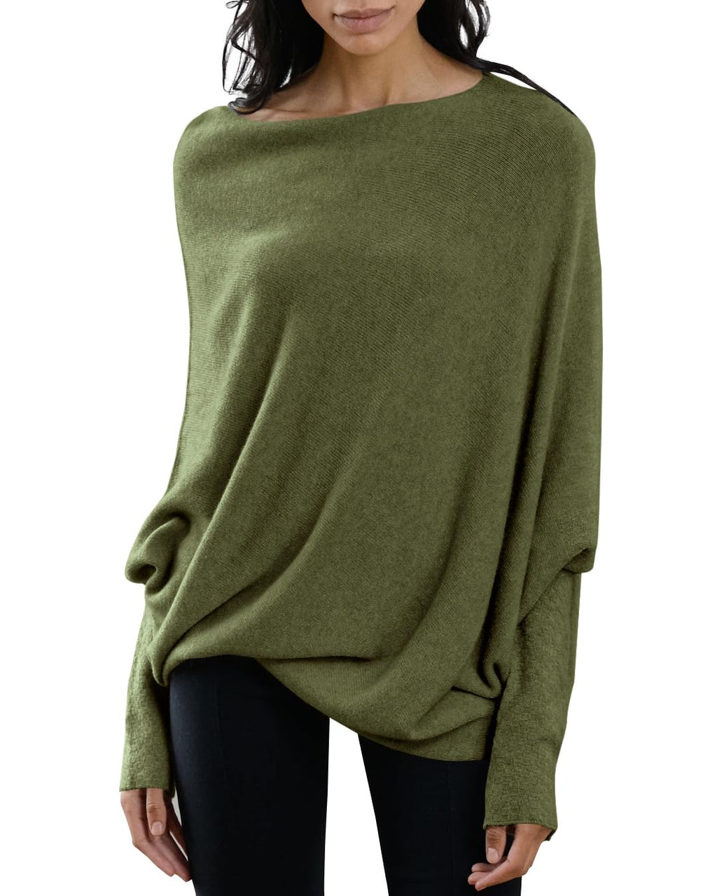 usvara Womens Boat Neck Oversized Knit Sweater