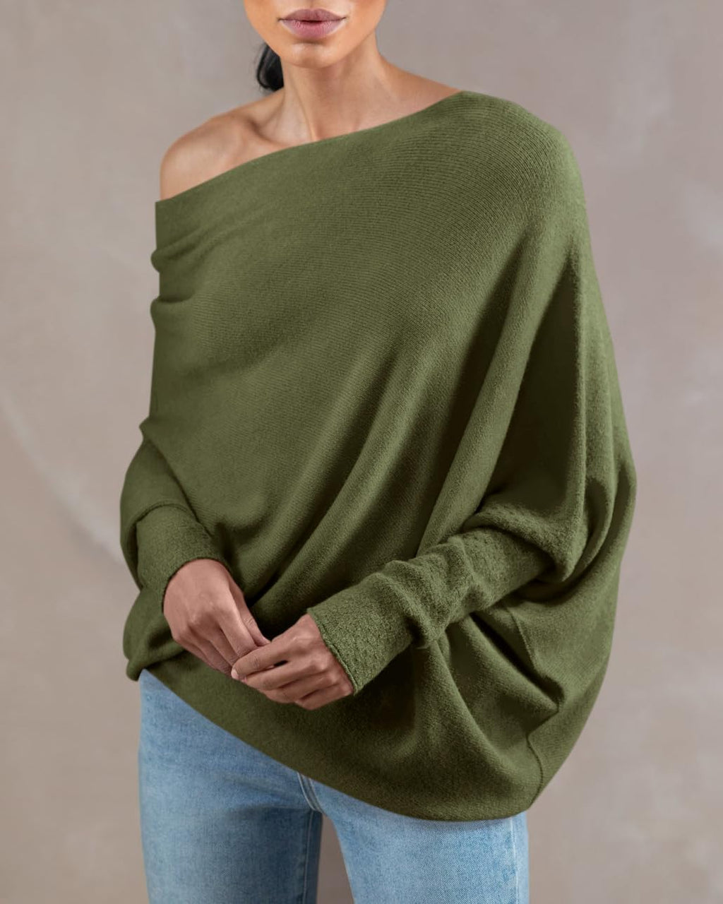 usvara Womens Boat Neck Oversized Knit Sweater
