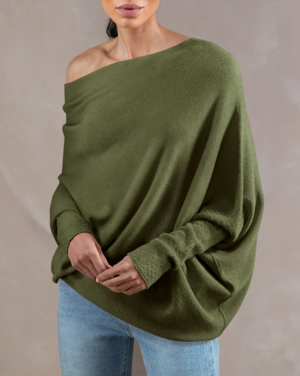 usvara Womens Boat Neck Oversized Knit Sweater