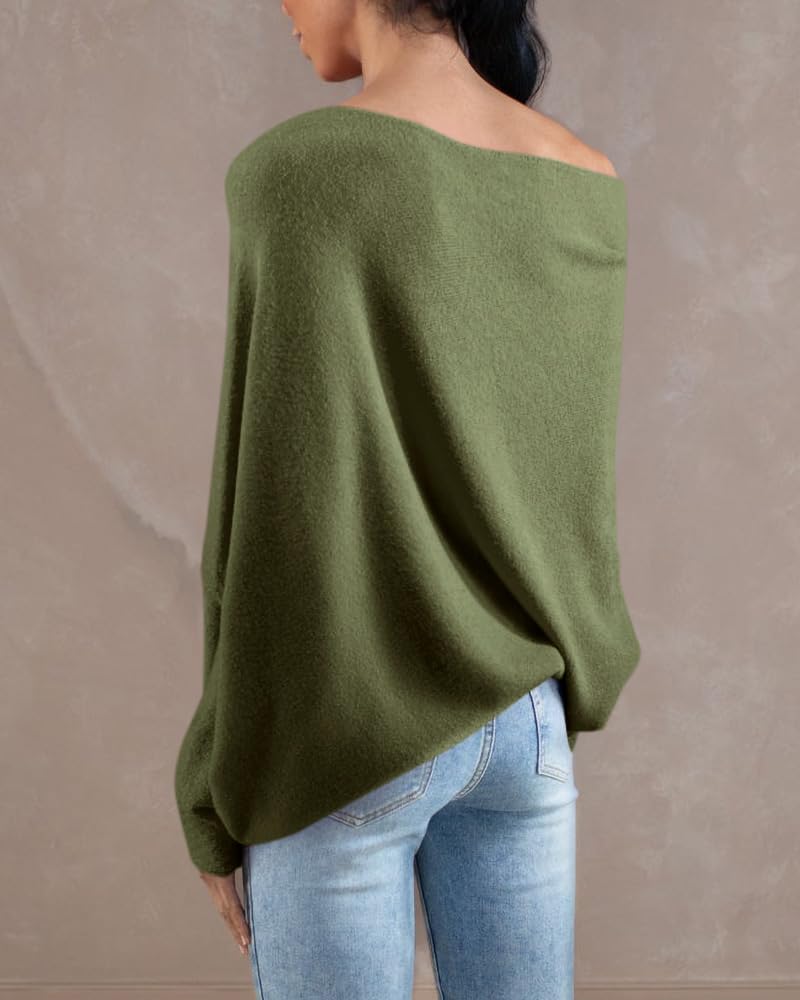 usvara Womens Boat Neck Oversized Knit Sweater