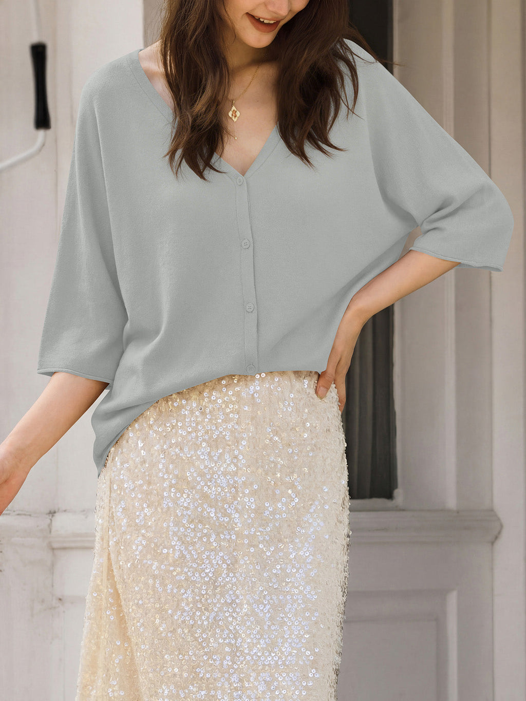 usvara Womens Batwing Half Sleeve Oversized Cardigans