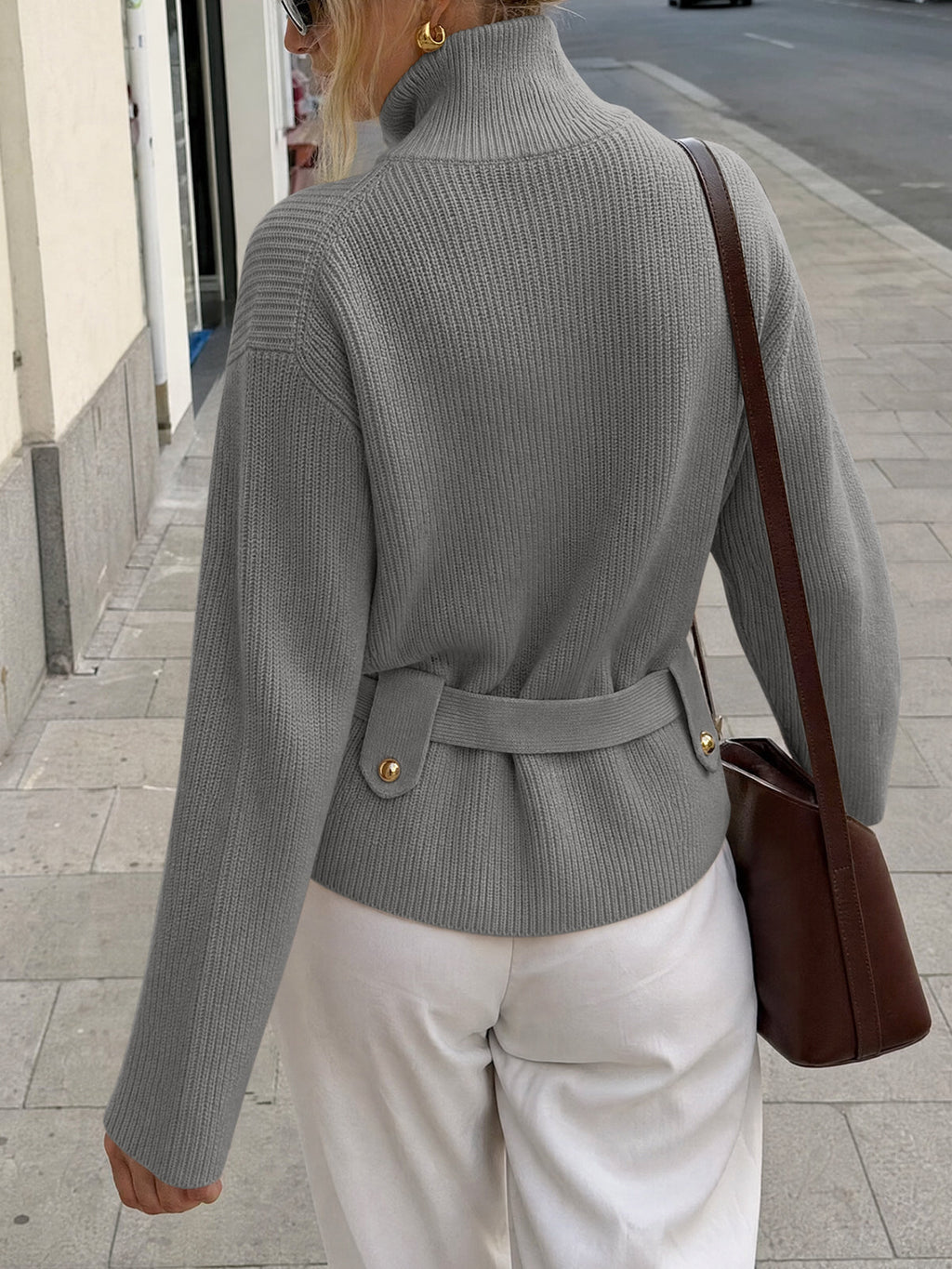 usvara Womens Zip Up Stand Collar Sweater