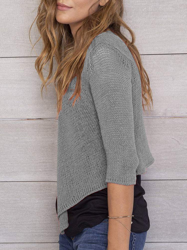 usvara Womens 3/4 Sleeve Tie Front Shrugs