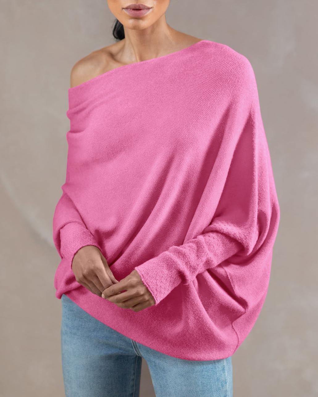 usvara Womens Boat Neck Oversized Knit Sweater