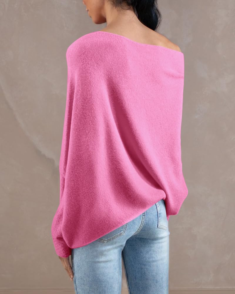 usvara Womens Boat Neck Oversized Knit Sweater
