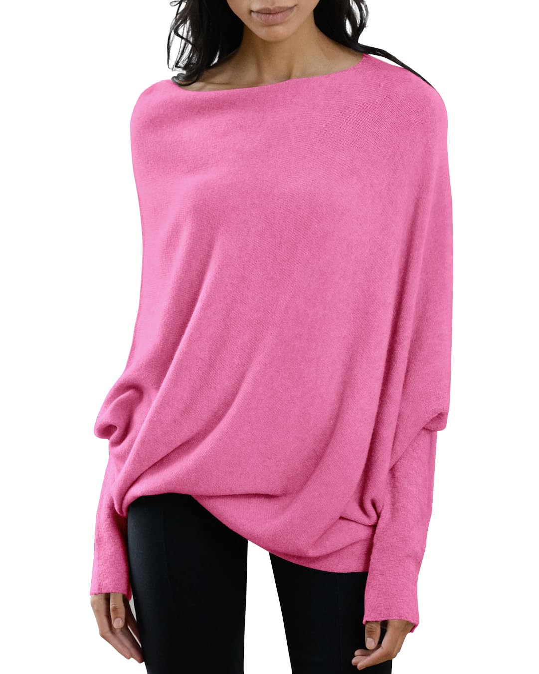 usvara Womens Boat Neck Oversized Knit Sweater