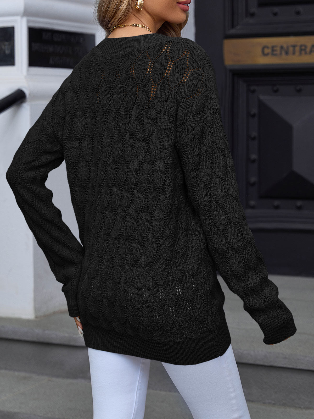 usvara Womens Crochet V Neck Blouses Sweater