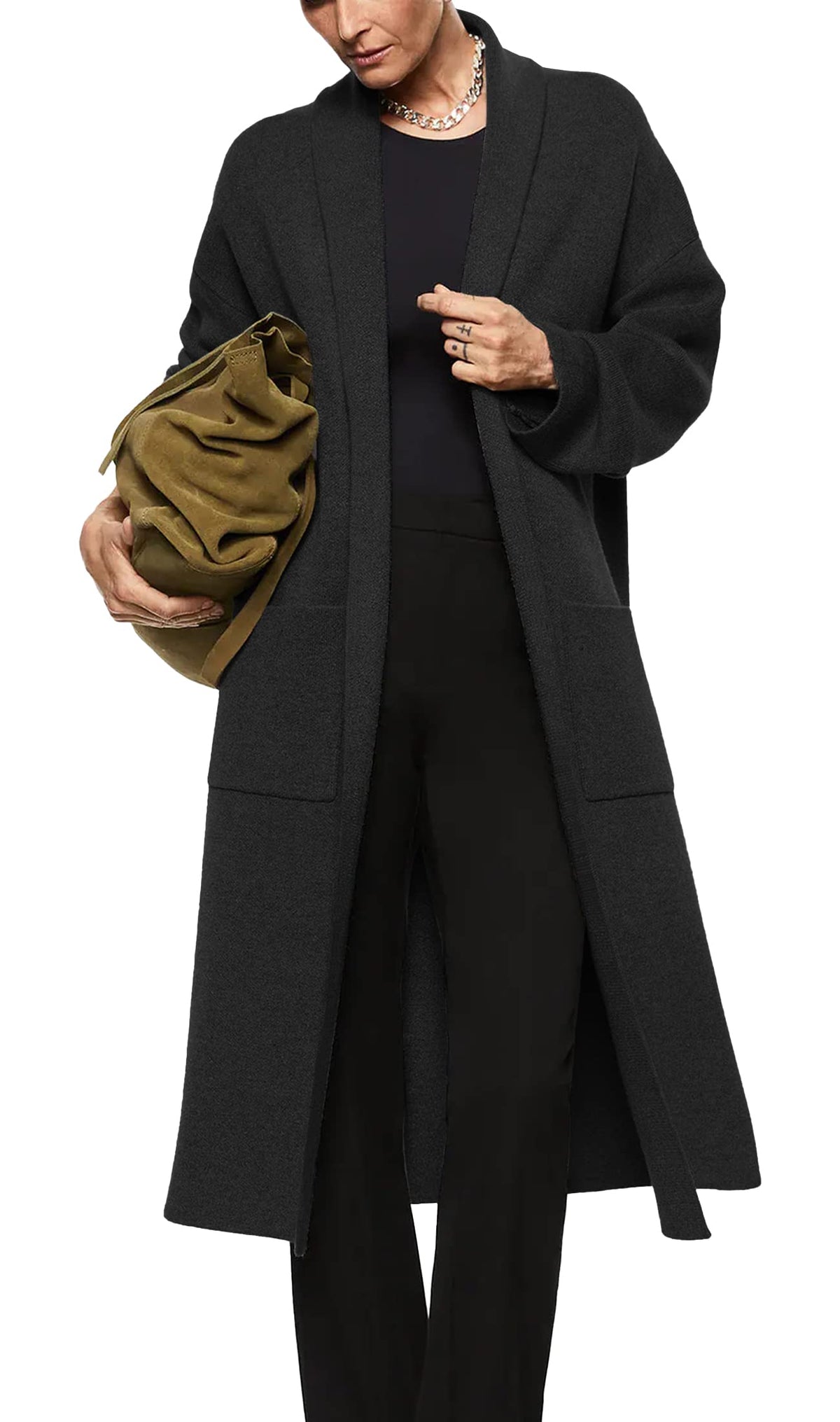 usvara Womens Oversized Open Front Cardigan
