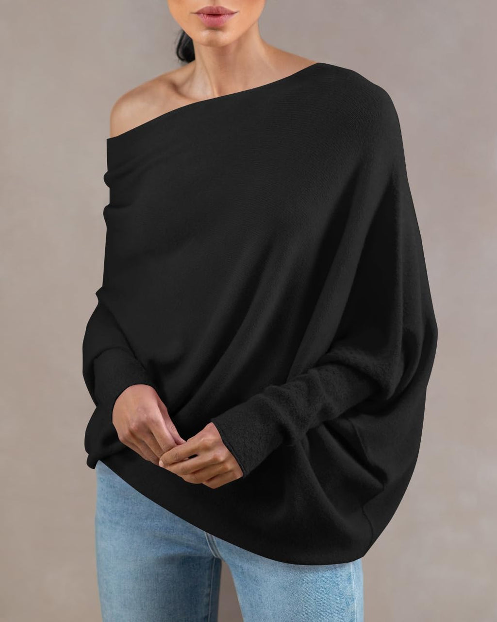 usvara Womens Boat Neck Oversized Knit Sweater