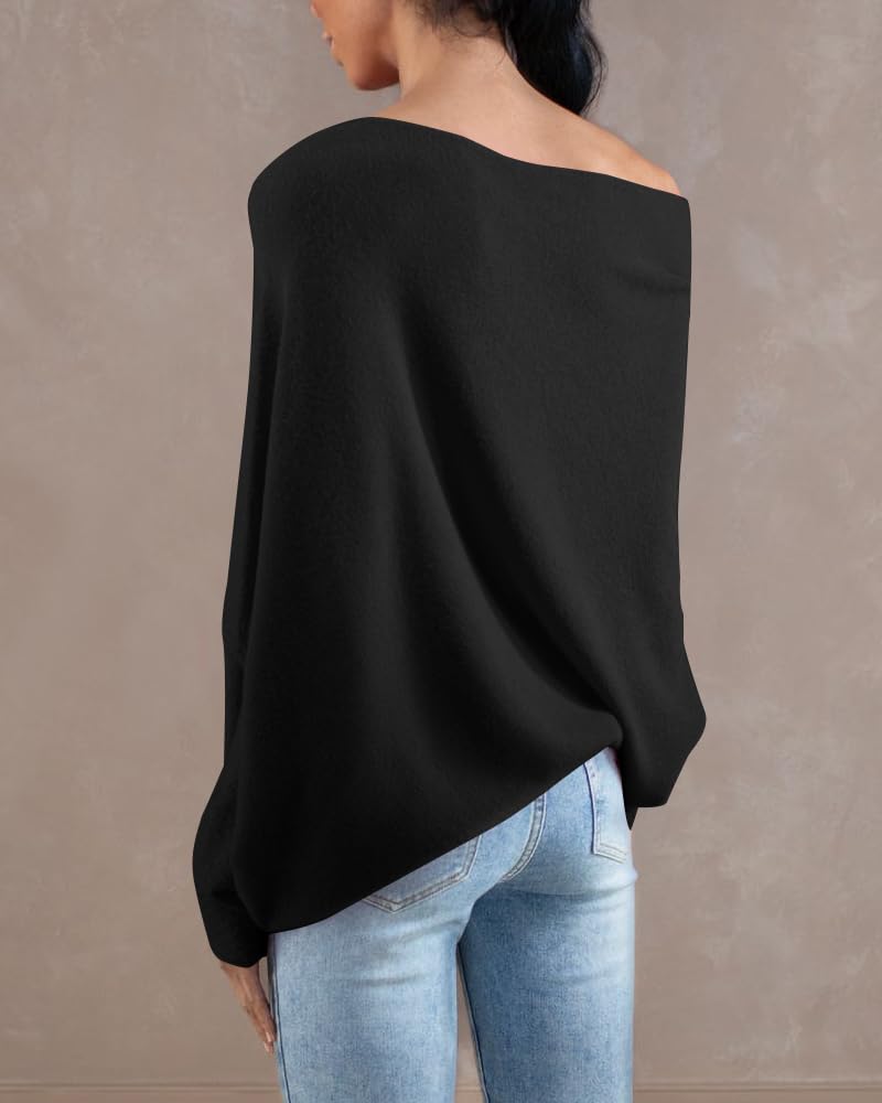 usvara Womens Boat Neck Oversized Knit Sweater