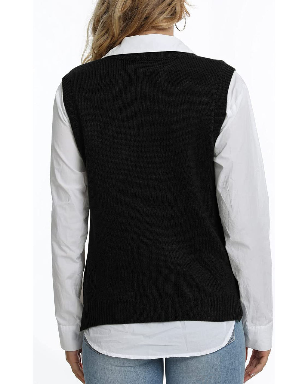 usvara Womens V Neck Argyle Knit Tops