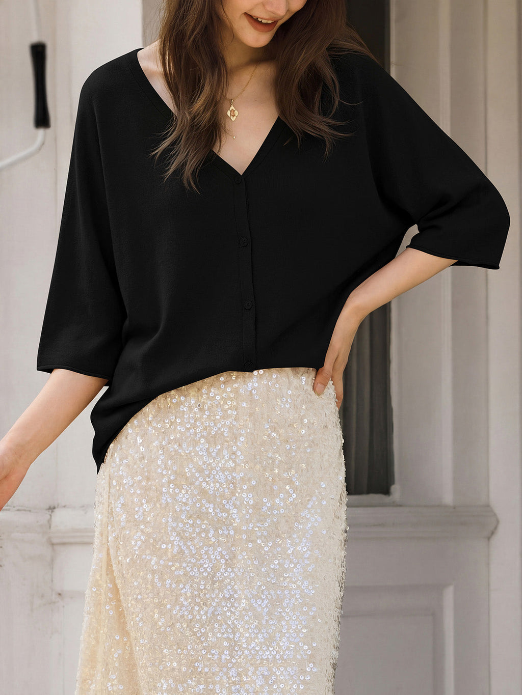 usvara Womens Batwing Half Sleeve Oversized Cardigans