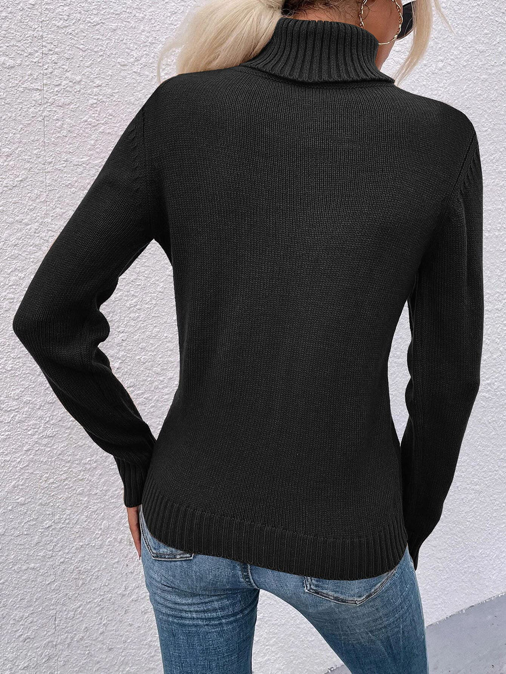 usvara Women Turtleneck Cable Knit Sweater