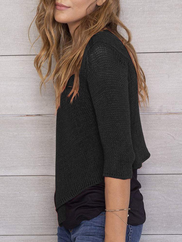 usvara Womens 3/4 Sleeve Tie Front Shrugs