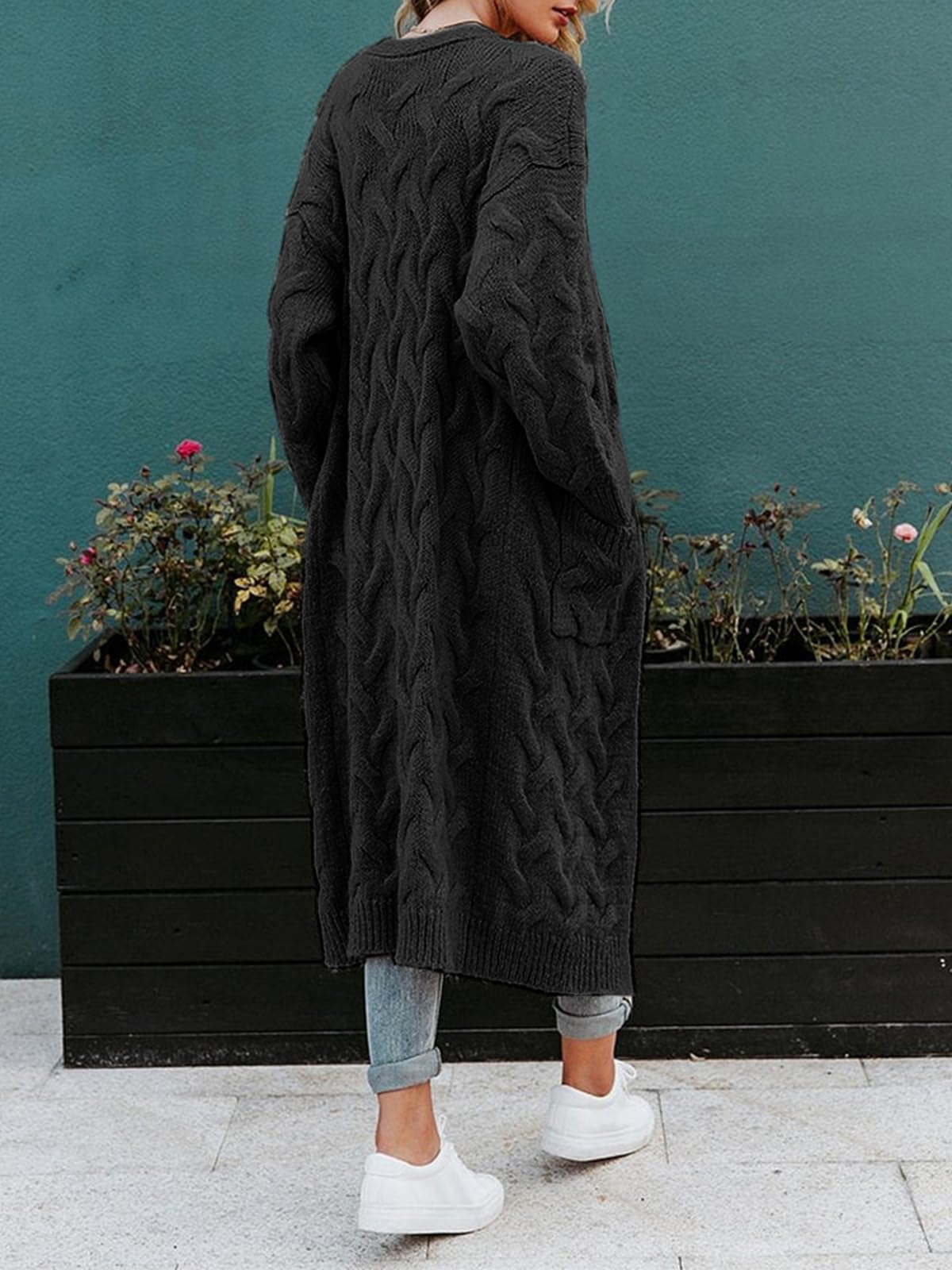 usvara Womens Cable Knit Long Cardigan