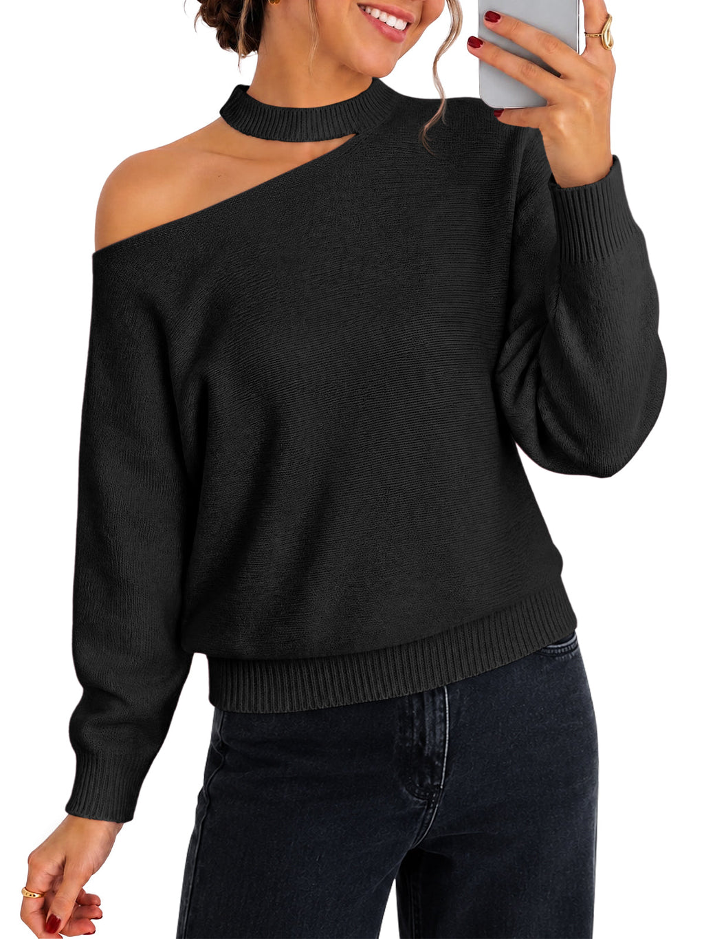 usvara Womens Off Shoulder Halter Sweater