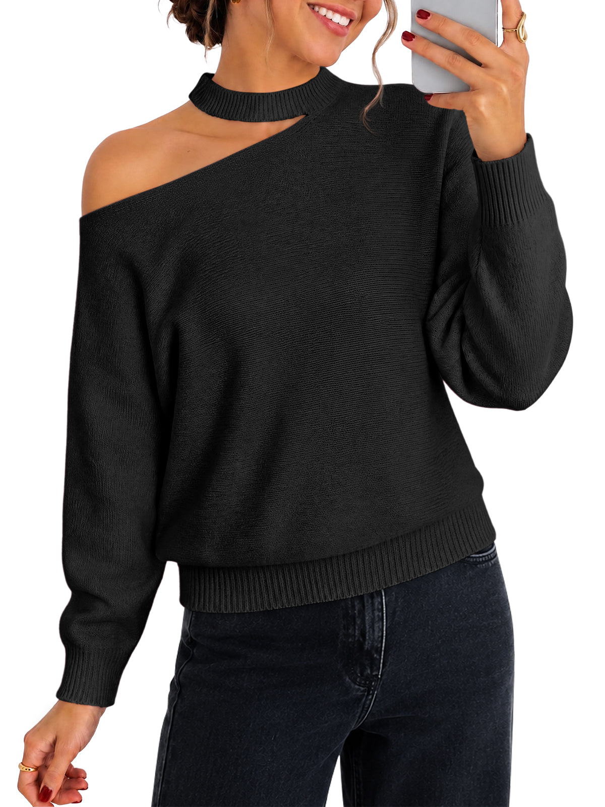 usvara Womens Off Shoulder Halter Sweater