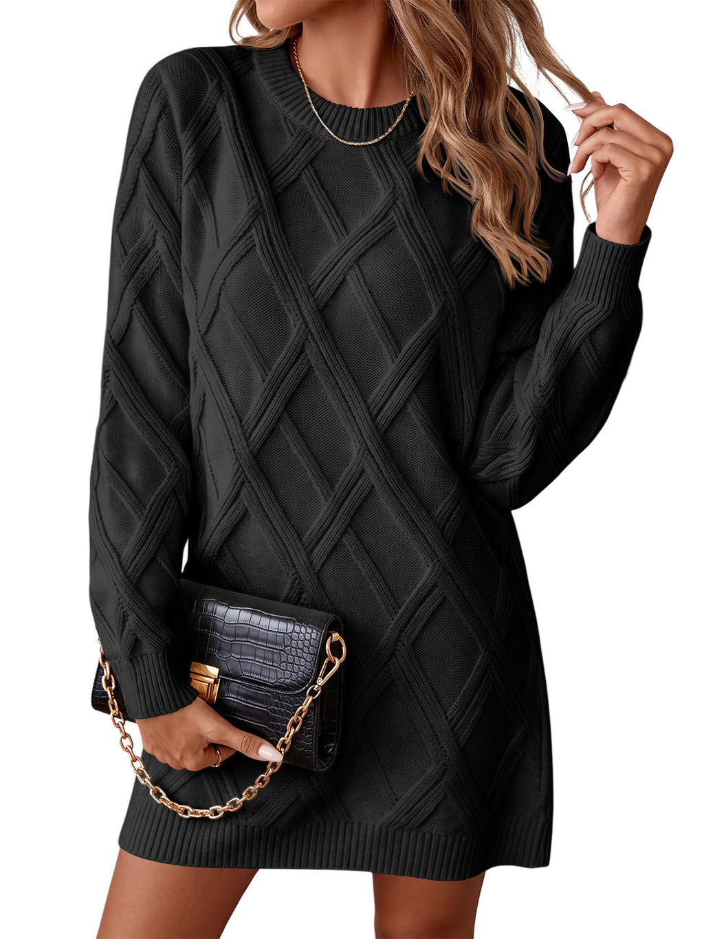usvara Womens Cable Knit Fitted Mini Dress