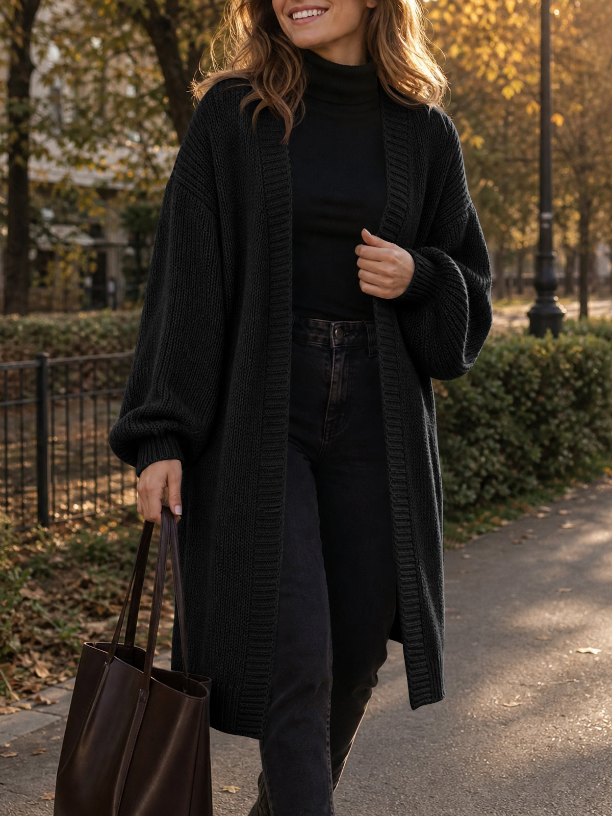 usvara Womens Oversized Long Open Front Cardigan