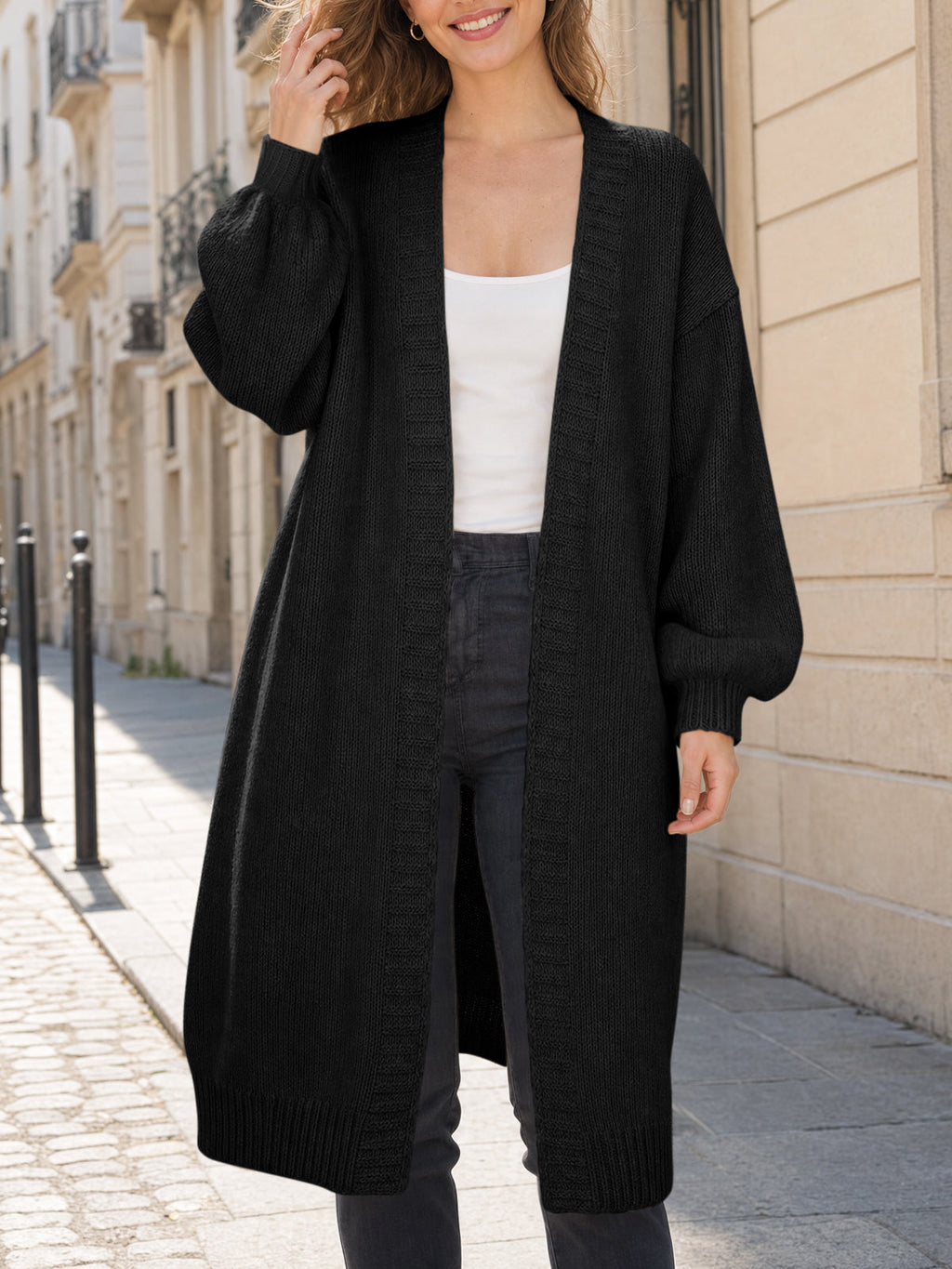 usvara Womens Oversized Long Open Front Cardigan