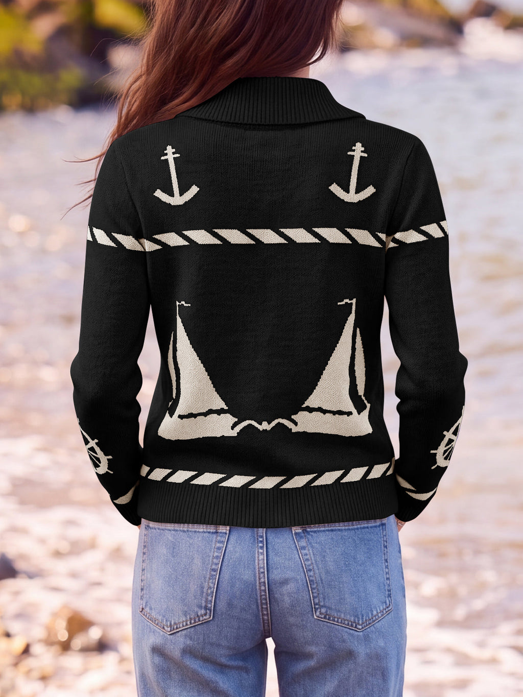 usvara Womens Zip Up Collared Sweater